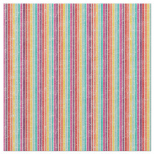 Rainbow Striped Retro Print Combed Cotton Fabric