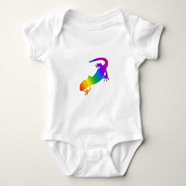 Rainbow Striped Salamander Baby Bodysuit (Front)