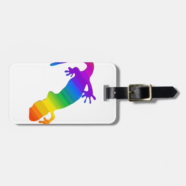 Rainbow Striped Salamander Luggage Tag (Front Horizontal)