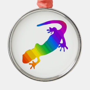 Rainbow Striped Salamander Metal Tree Decoration