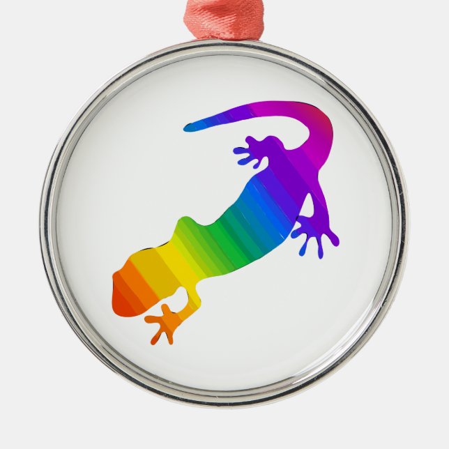 Rainbow Striped Salamander Metal Tree Decoration (Front)