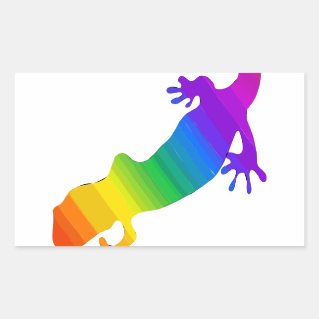 Rainbow Striped Salamander Rectangular Sticker (Front)