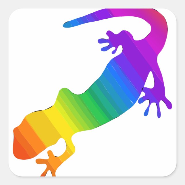 Rainbow Striped Salamander Square Sticker (Front)