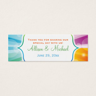 Rainbow Striped Sunburst Wedding Favour Tag