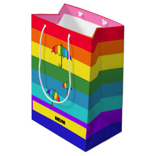 Rainbow Striped Umbrellas  Medium Gift Bag