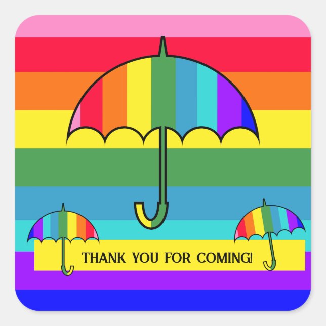 Rainbow Striped Umbrellas  Square Sticker (Front)