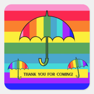 Rainbow Striped Umbrellas  Square Sticker