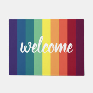 Rainbow Striped Welcome Mat