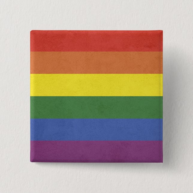 Rainbow stripes 15 cm square badge (Front)