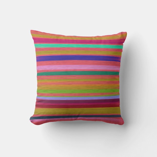 Rainbow stripes abstract art colourful modern cushion (Front)