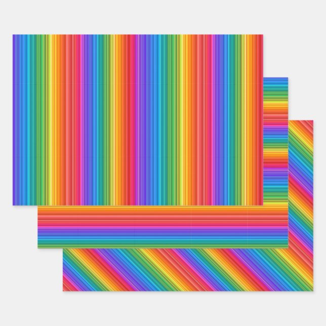 Rainbow Stripes Abstract Wrapping Paper Sets (Set)