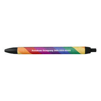 Rainbow Stripes and Abstract Pattern Black Ink Pen