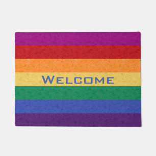 Rainbow Stripes and Abstract Pattern Doormat