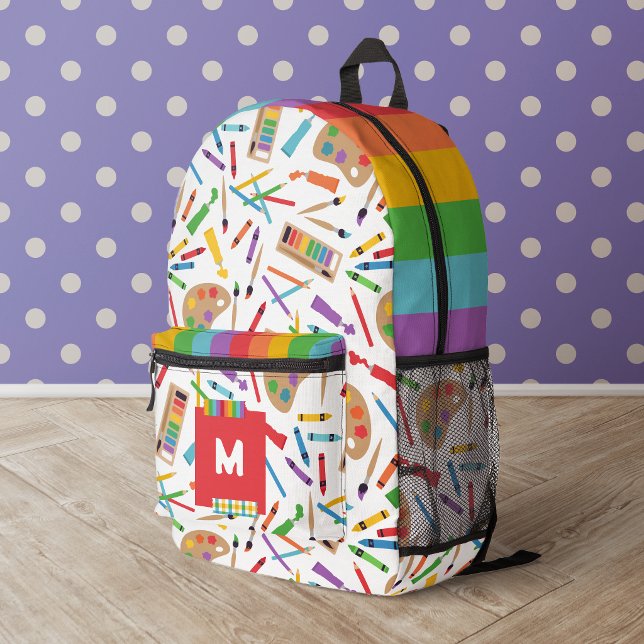 Rainbow Stripes Art Pattern Back to School Printed Backpack (Creator Uploaded)