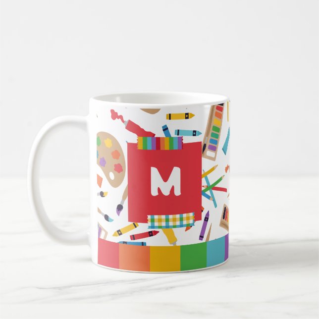 Rainbow Stripes Art Pattern Tutor Appreciation Coffee Mug (Left)
