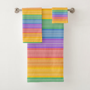 Rainbow Stripes Bath Towel Set