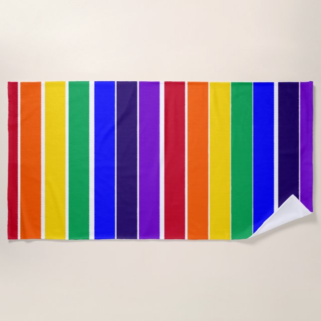 Rainbow Stripes  Beach Towel (Front)