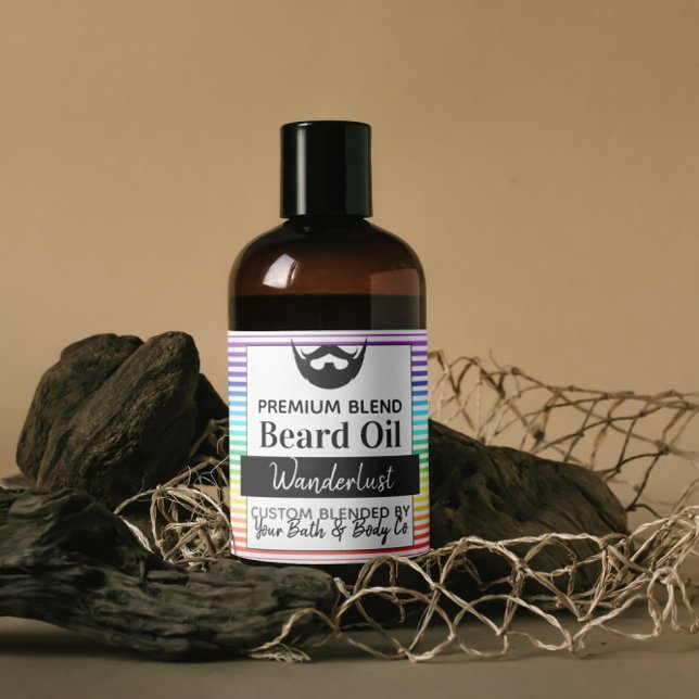 Rainbow Stripes Beard Oil Label with Ingredients (Creator Uploaded)