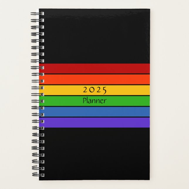 Rainbow Stripes Black  Planner (Front)