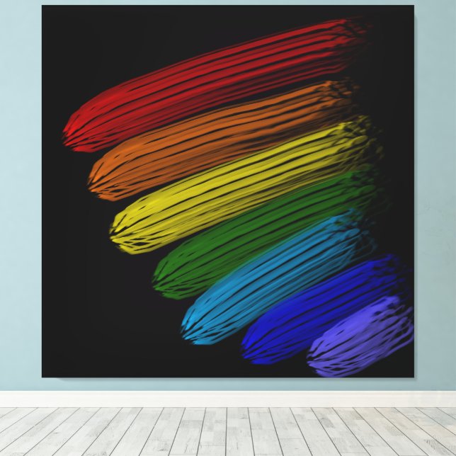 Rainbow stripes canvas print (Insitu(Wood Floor))
