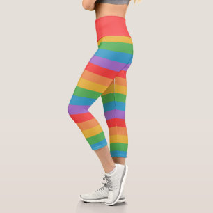 Rainbow Stripes Capri Leggings