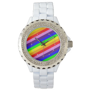 Rainbow Stripes Classic Colourful Chic Elegant Watch