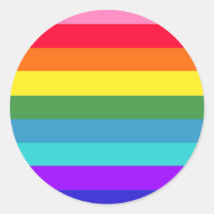 Rainbow Stripes Classic Round Sticker