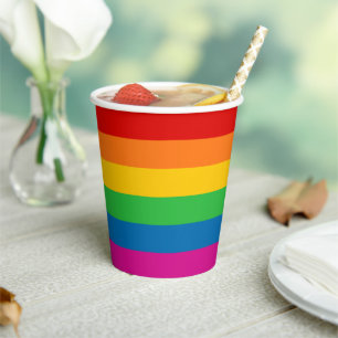 Rainbow Stripes Classic Round Sticker Paper Cups