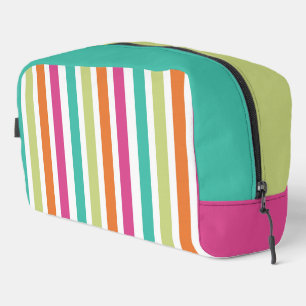 Rainbow stripes colour block pink green pastel dopp kit