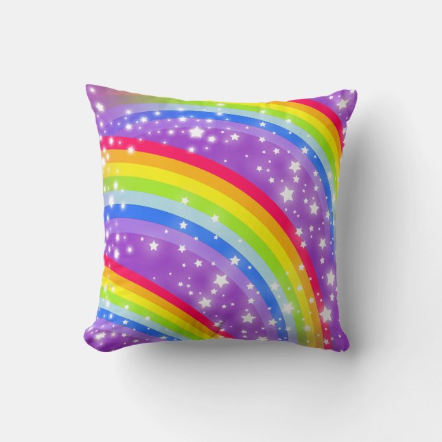 rainbow stripes colourful pillow (Front)