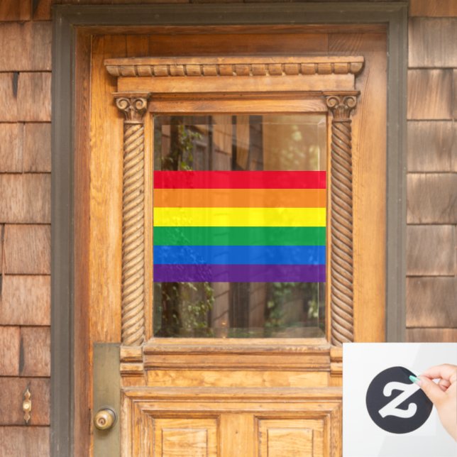 Rainbow stripes colours Lgbt gay flag  Window Cling (Home Door)