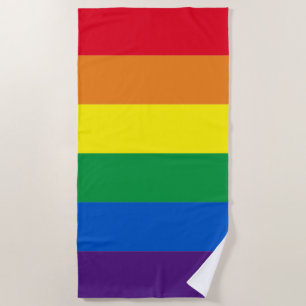 Rainbow stripes colours Lgbt Lgbtq gay flag Beach Towel