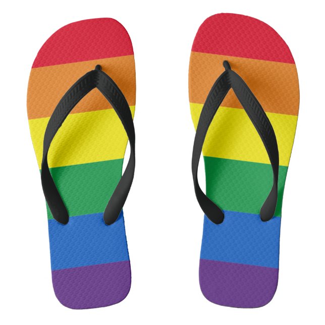 Rainbow stripes colours Lgbt Lgbtq gay flag Flip Flops (Footbed)