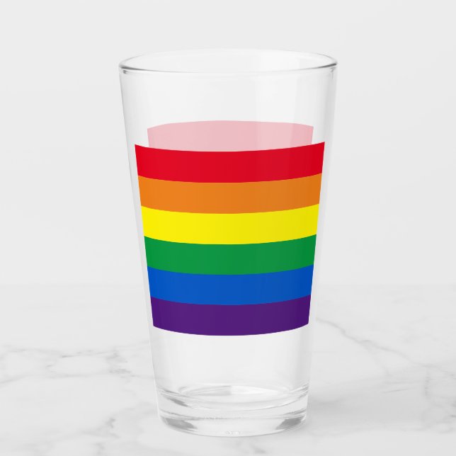 Rainbow stripes colours Lgbt Lgbtq gay flag Glass (Front)