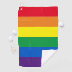 Rainbow stripes colours Lgbt Lgbtq gay flag Golf Towel