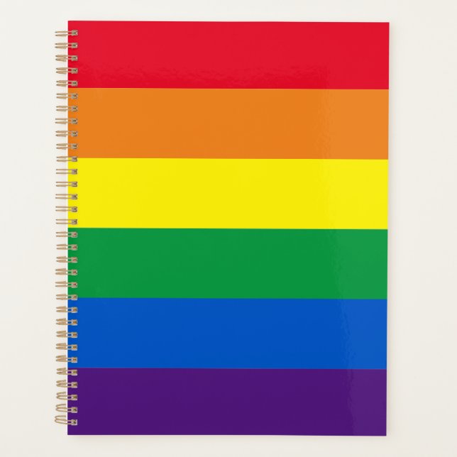 Rainbow stripes colours Lgbt Lgbtq gay flag Planner (Front)