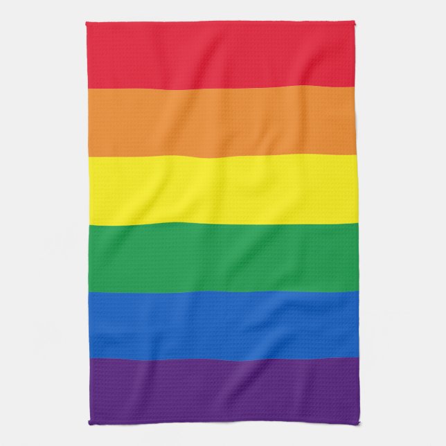 Rainbow stripes colours Lgbt Lgbtq gay flag Tea Towel (Vertical)