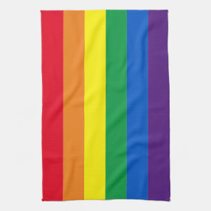 Rainbow stripes colours Lgbt Lgbtq gay flag Tea Towel