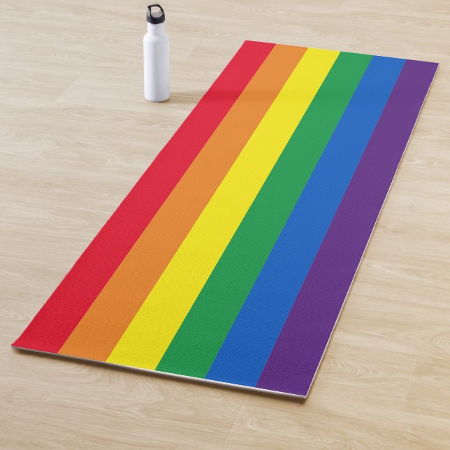 Rainbow stripes colours Lgbt Lgbtq gay flag Yoga Mat (In Situ)
