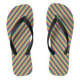 Rainbow stripes colours oblique pattern modern  flip flops
