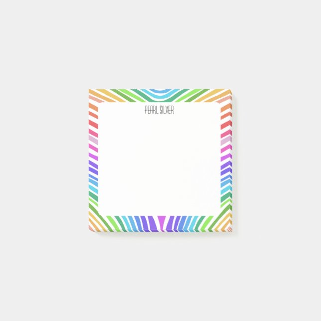 Rainbow Stripes CUSTOM Chic Monogram Personalised Post-it Notes (Front)