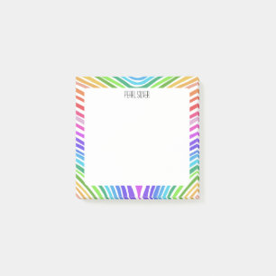 Rainbow Stripes CUSTOM Chic Monogram Personalized Post-it Notes