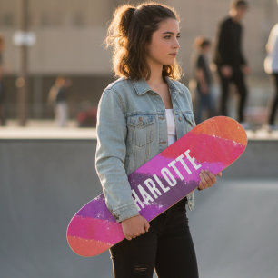 Rainbow Stripes Custom Personalised Name  Skateboard
