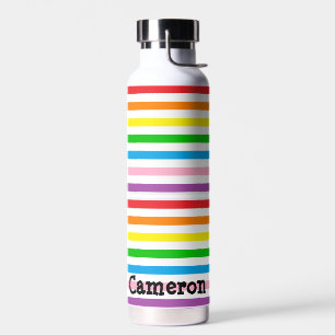 Rainbow Stripes Custom Water Bottle
