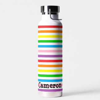 Rainbow Stripes Custom Water Bottle