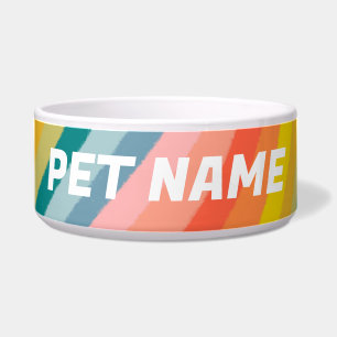 Rainbow Stripes Customised Dog Pet Water Food