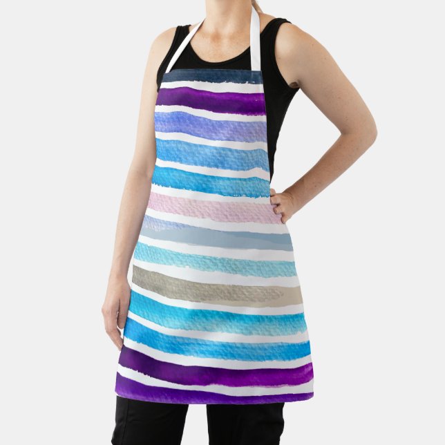 Rainbow stripes cute watercolor apron (Insitu)