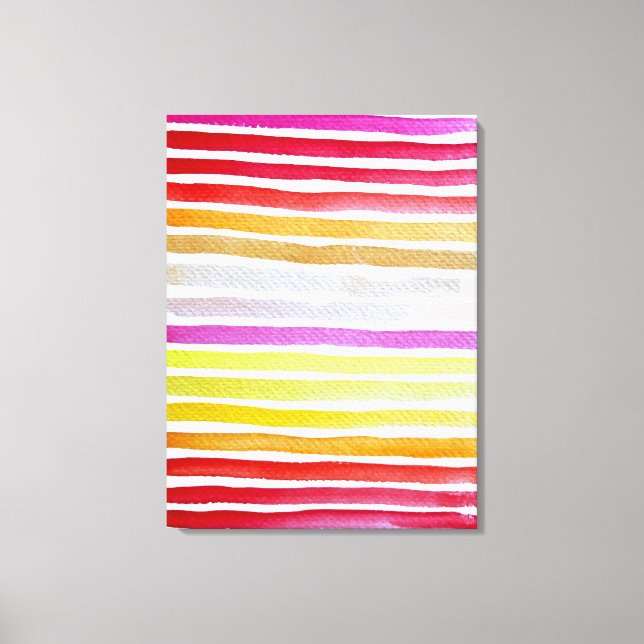 Rainbow stripes cute watercolor canvas print (Front)