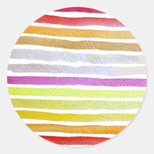 Rainbow stripes cute watercolor classic round sticker