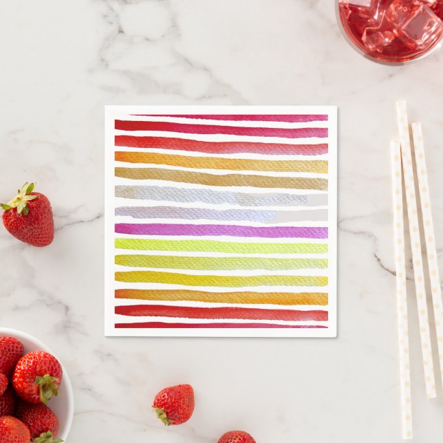 Rainbow stripes cute watercolor napkin (Insitu)